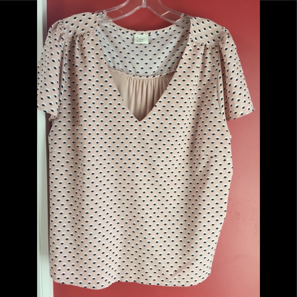 Women’s v necked blouse with capped sleeves